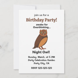 Overthinking Night Owl Funny Birthday Party 招待状