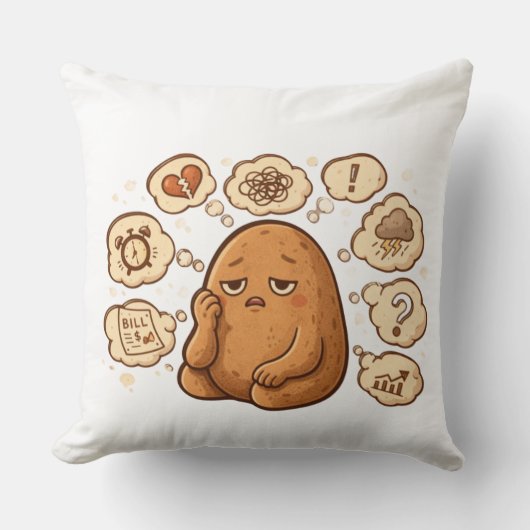 Overthinking Potato Persona Cartoon Mindful Art クッション (正面)