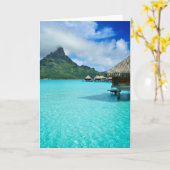 Overwaterのbungows、Bora Boraの礁湖の挨拶状 カード (黄色い花)