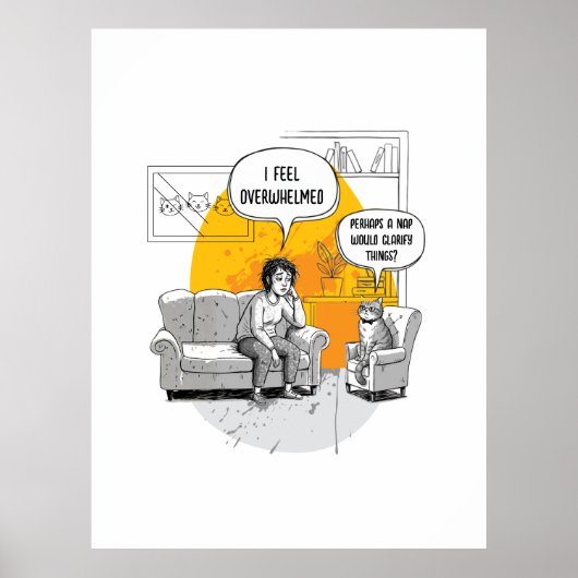 Overwhelmed Introvert Cat Humor Relatable Meme ポスター (正面)