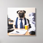 Overwhelmed Office Pug キャンバスプリント (正面)