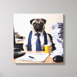Overwhelmed Office Pug キャンバスプリント