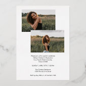 Overylay Bold Gold Typography Photos Graduation 箔招待状 (裏面)