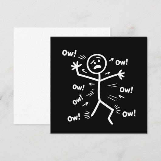 Ow Ow Ow Comedy Stick Character Funny Chronic Pain 招待状 (正面/裏面)