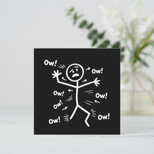 Ow Ow Ow Comedy Stick Character Funny Chronic Pain 招待状 (スタンド正面)