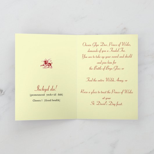 Owain Glyn Dwr、St Davidの日 カード (内部)