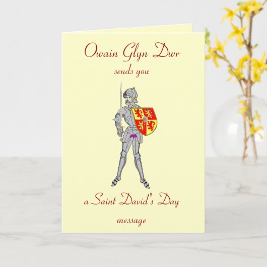 Owain Glyn Dwr、St Davidの日 カード (黄色い花)