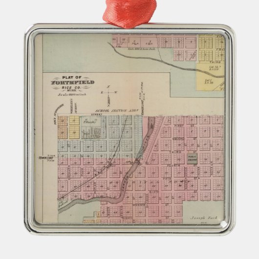 Owatonnaの地図、Mantorville、ミネソタの地図 メタルオーナメント (正面)