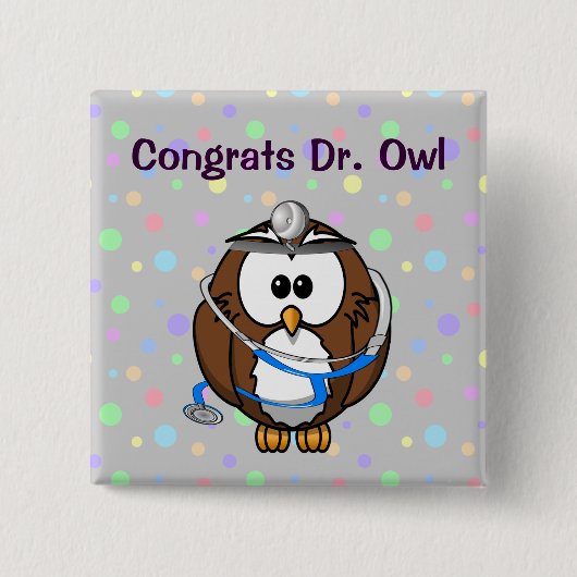 Owlおめでとうの先生 缶バッジ (正面)