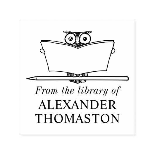 Owlお洒落の大読きな蔵書名 セルフインキングスタンプ (デザイン)
