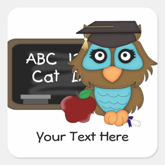 Owlの卒業1 （カスタマイズ可能） スクエアシール (正面)