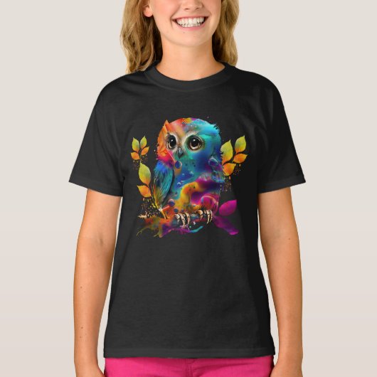 OWLカラフル抽象芸術Tシャツ Tシャツ (正面)