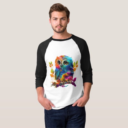 OWLカラフル抽象芸術Tシャツ Tシャツ (正面フル)