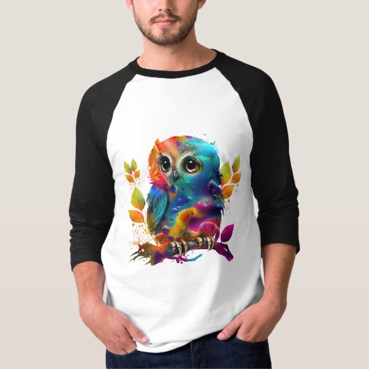 OWLカラフル抽象芸術Tシャツ Tシャツ (正面)