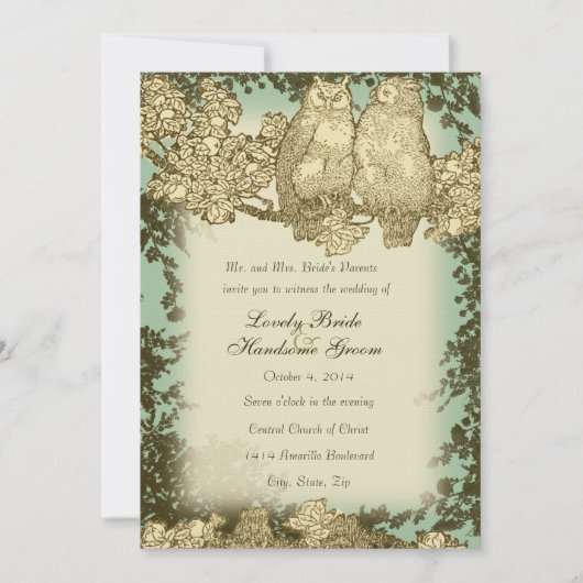 Owlヴィンテージ氏および夫人の結婚式招待状 招待状 (正面)