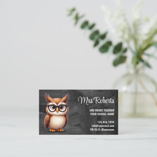 OWL先生教育者の黒板の背景 名刺 (スタンド正面)