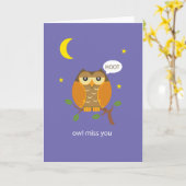 Owl 恋しく思 You Greeting Card カード (黄色い花)