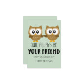 Owl Always Be Your Friend Kids Valentine’s Day ノートカード (正面/裏面インサイチュ)