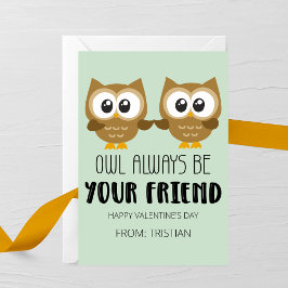 Owl Always Be Your Friend Kids Valentine’s Day ノートカード
