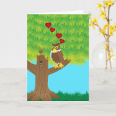 Owl always love you カード (黄色い花)