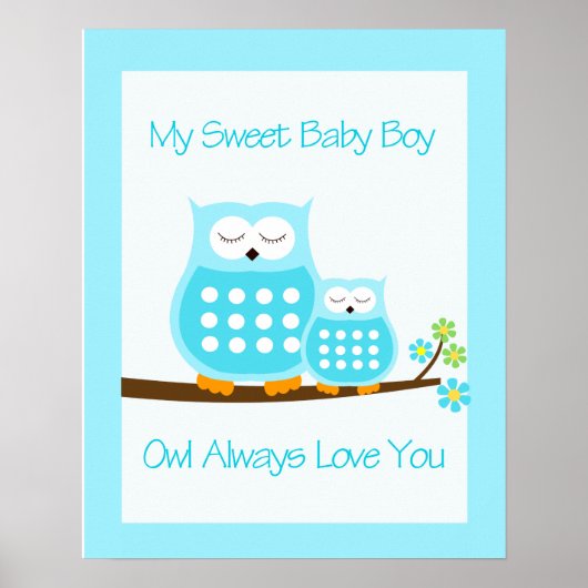 OWL Always Love you (Blue)ウォールアートプリント16x20 ポスター (正面)