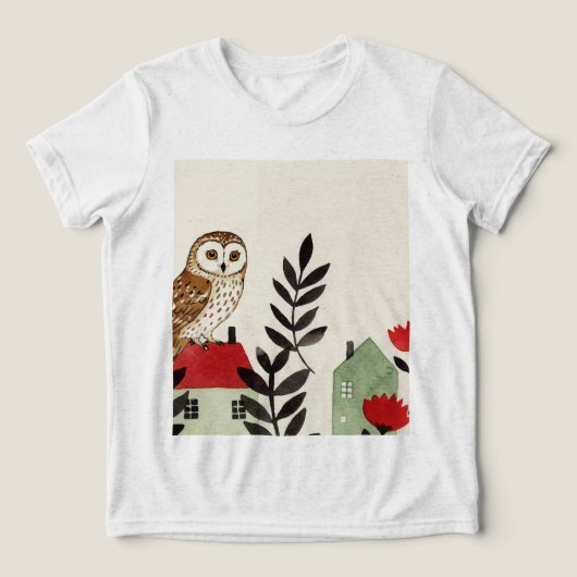 Owl and a bird トライブレンドTシャツ (デザイン正面)