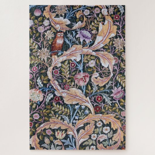 Owl and Flowers, William Morris ジグソーパズル (縦)