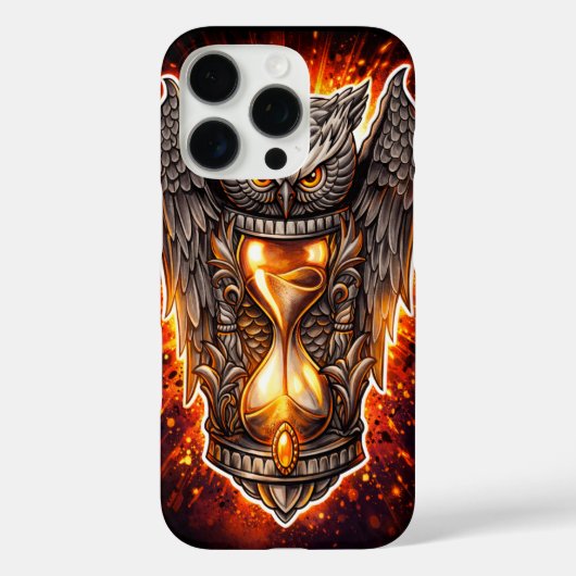 Owl and Hourglass – Hand-Drawn & Digital Art  Case-Mate iPhoneケース (裏面)