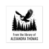 Owl Angled 飛んでいる View Fir Trees Library Book Name セルフインキングスタンプ (デザイン)