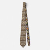 Owl Art Deco Necktie – Black & Gold ネクタイ (正面)