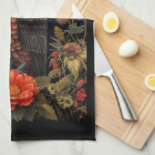 Owl at Night with a Full Moon キッチンタオル (四つ折り)