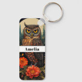 Owl at Night with a Full Moon キーホルダー (裏面)