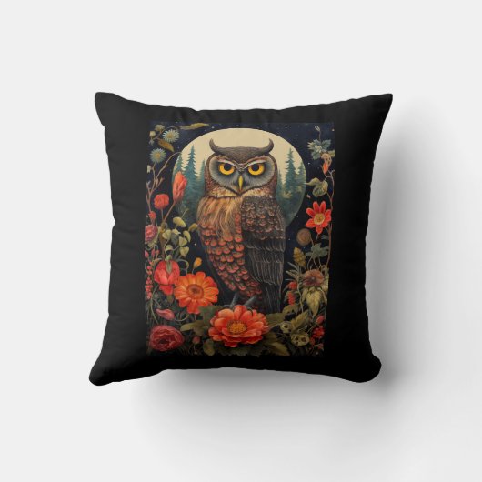 Owl at Night with a Full Moon クッション (裏面)