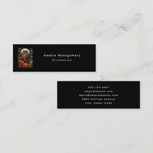 Owl at Night with a Full Moon スキニー名刺 (正面/裏面)