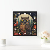 Owl at Night with a Full Moon スクエア壁時計 (ホーム)