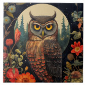 Owl at Night with a Full Moon タイル (正面)