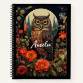 Owl at Night with a Full Moon ノートブック (正面)