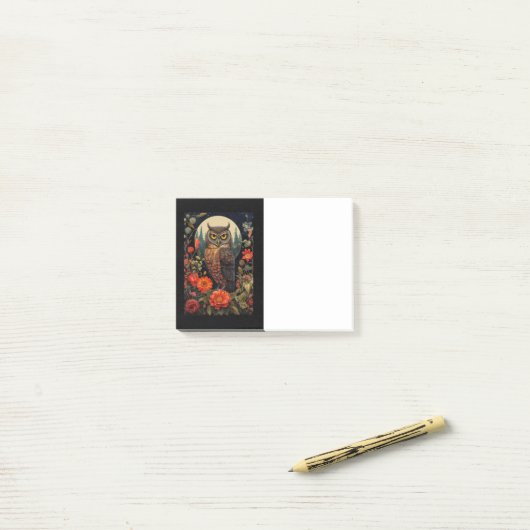 Owl at Night with a Full Moon ポストイット (デスク上)