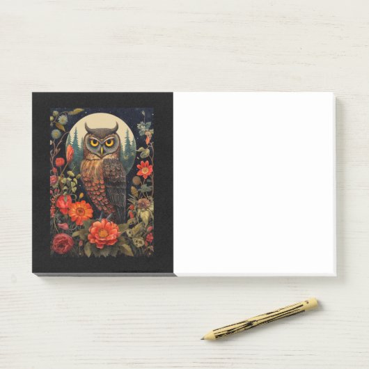 Owl at Night with a Full Moon ポストイット (デスク)