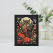 Owl at Night with a Full Moon ポストカード (スタンド正面)