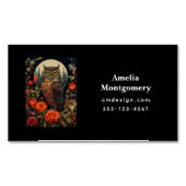 Owl at Night with a Full Moon マグネット名刺 (正面)