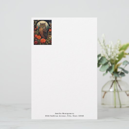 Owl at Night with a Full Moon 便箋 (スタンド正面)