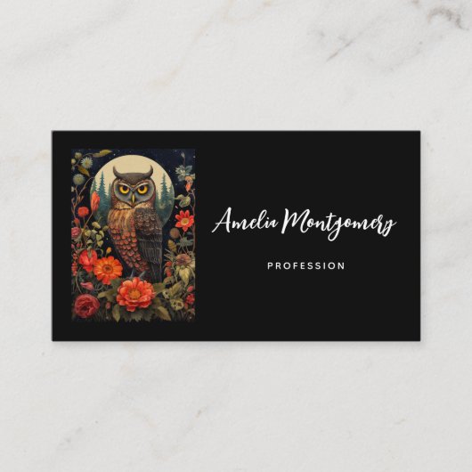 Owl at Night with a Full Moon 名刺 (正面)