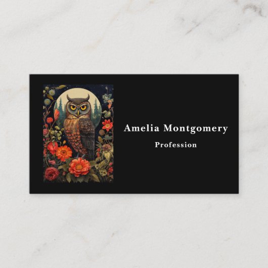 Owl at Night with a Full Moon 名刺 (正面)