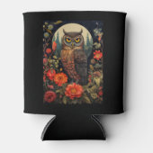 Owl at Night with a Full Moon 缶クーラー (正面)