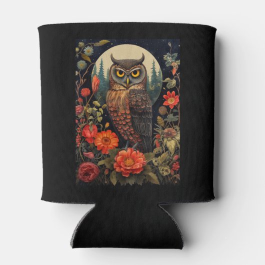 Owl at Night with a Full Moon 缶クーラー (裏面)