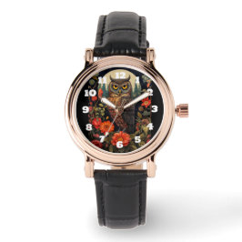 Owl at Night with a Full Moon 腕時計