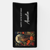 Owl at Night with a Full Moon Birthday 横断幕 (縦)