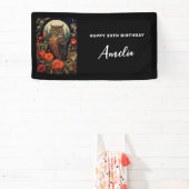 Owl at Night with a Full Moon Birthday 横断幕 (インサイチュ)