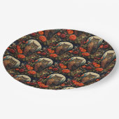 Owl at Night with a Full Moon Pattern ペーパープレート (アングル)